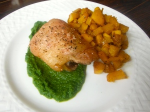 Baked Chicken Thighs with Herb & Kale Pesto - Amanda Naturally