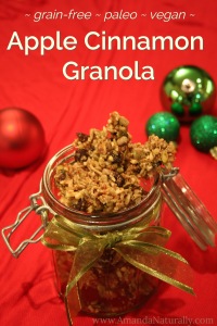 apple cinnamon granola - grain free paleo vegan - Amanda Naturally