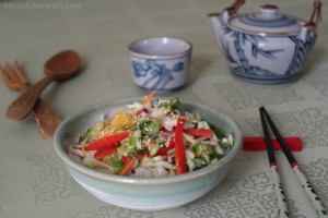 Asian Inspired Pasta Salad | gluten free, vegetarian | AmandaNaturally.com