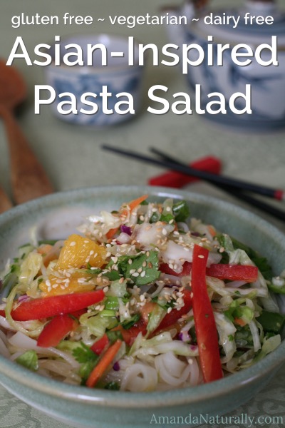 Asian Inspired Pasta Salad | gluten free, vegetarian | AmandaNaturally.com